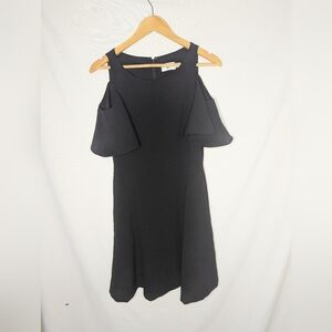 Eliza J Black Cold Shoulder Flutter Sleeve Dress Sz 6